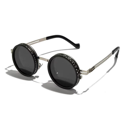 Retro Metal round Punk Nd9-Level Adjustable Dimming Sunglasses 