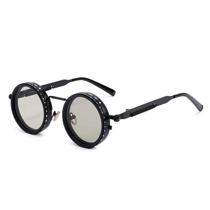 Retro Metal round Punk Nd9-Level Adjustable Dimming Sunglasses 