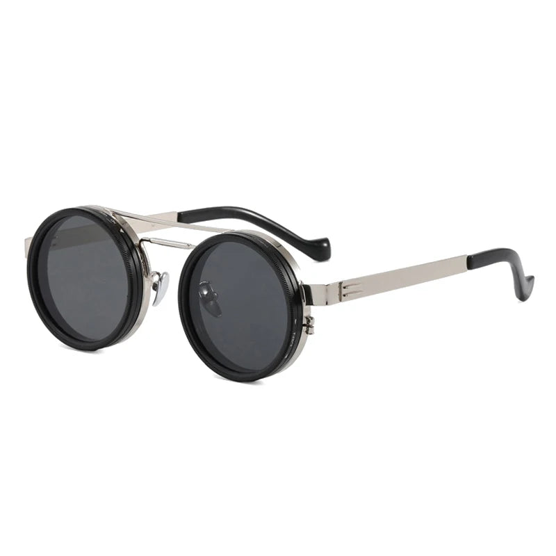 Retro Metal round Punk Nd9-Level Adjustable Dimming Sunglasses 