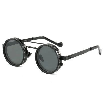 Retro Metal round Punk Nd9-Level Adjustable Dimming Sunglasses 
